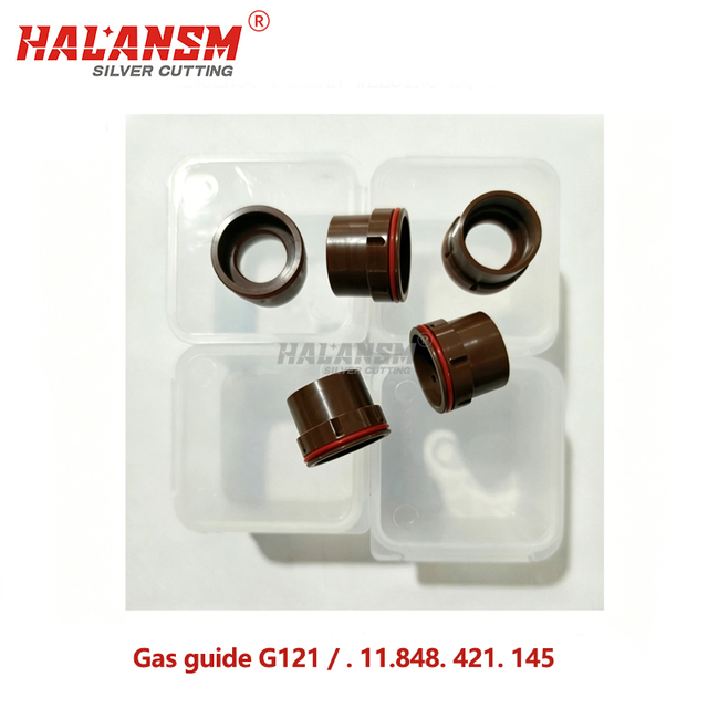 Close-up of HALANSM&reg; HLN-G121 swirl ring showing precision-machined gas channels and Vespel body