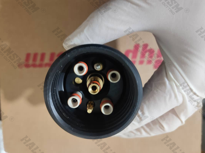 Close up of HALANSM 220706 torch body internal brass contacts and insulator details