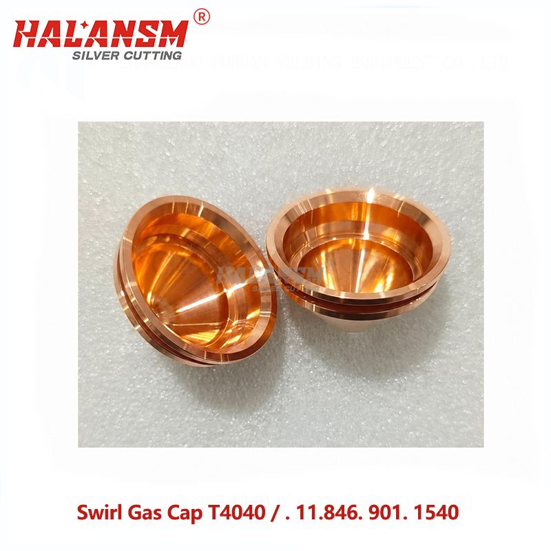 Group shot of HALANSM T4040 / 11.846.901.1540 swirl gas caps for Kjellberg PerCut 370