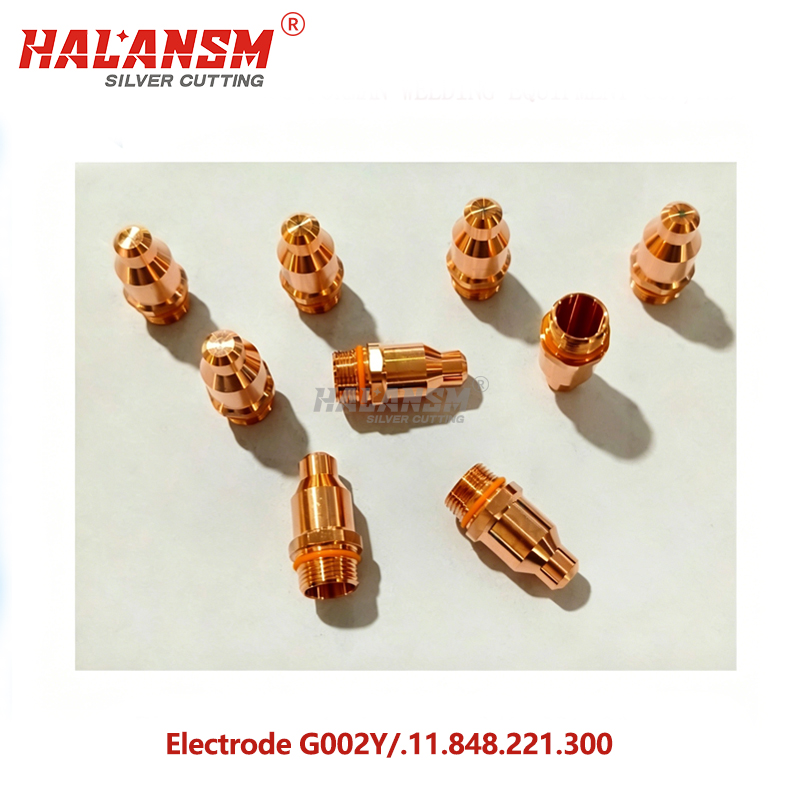 Close-up of HALANSM&reg; HLN-G002Y silver-bonded hafnium emitter tip showing mirror-polished surface