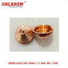 Bottom view of HALANSM T4040 swirl gas cap showing precision machining and o-ring grooves