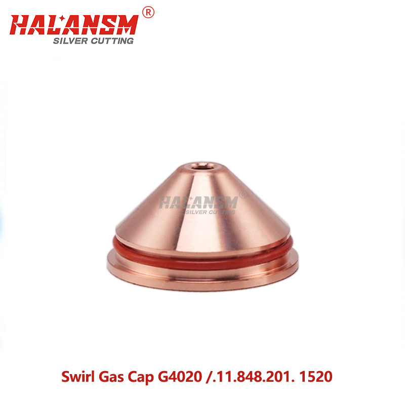 HALANSM&reg; HLN-G4020 swirl gas cap / shield for Kjellberg PerCut210M torch, CrNi and steel construction, 60A, .11.848.201.1520