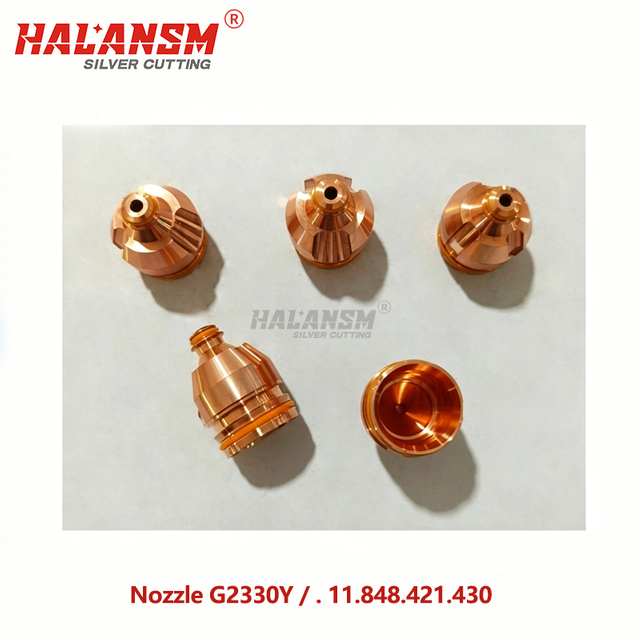 Close-up of HALANSM&reg; HLN-G2330Y nozzle bore showing precision-machined &Oslash; 3.0mm orifice and copper alloy body