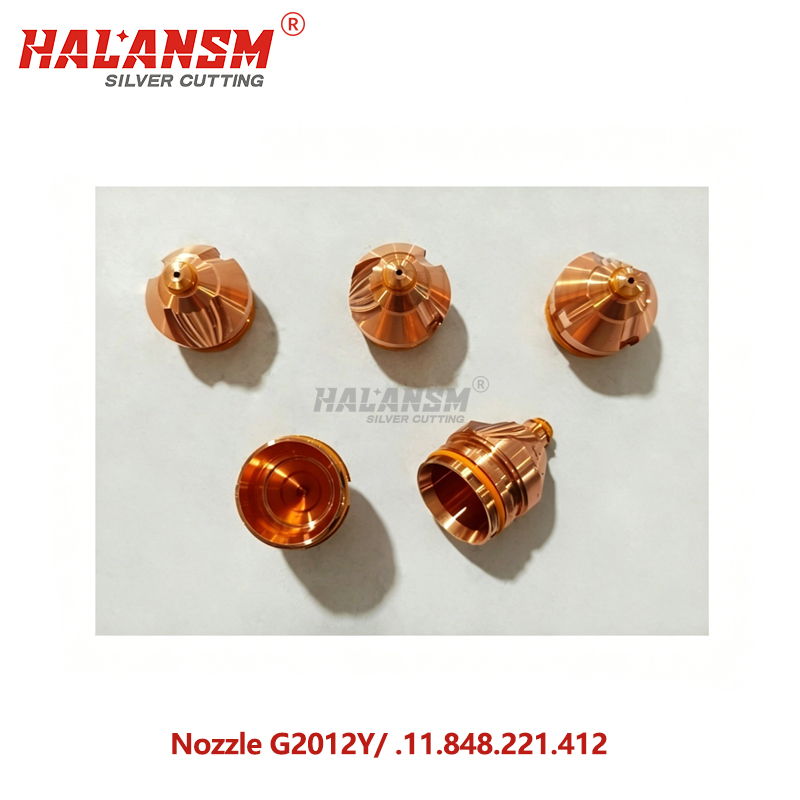 HALANSM&reg; HLN-G2012Y nozzle for Kjellberg PerCut210M torch, copper alloy, 130A O₂, &Oslash;1.2mm bore