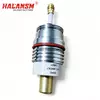 Close-up of HALANSM 220705 receptacle precision-machined copper contact pins and threaded collar for secure electrical connection on Hypertherm HPRXD torch