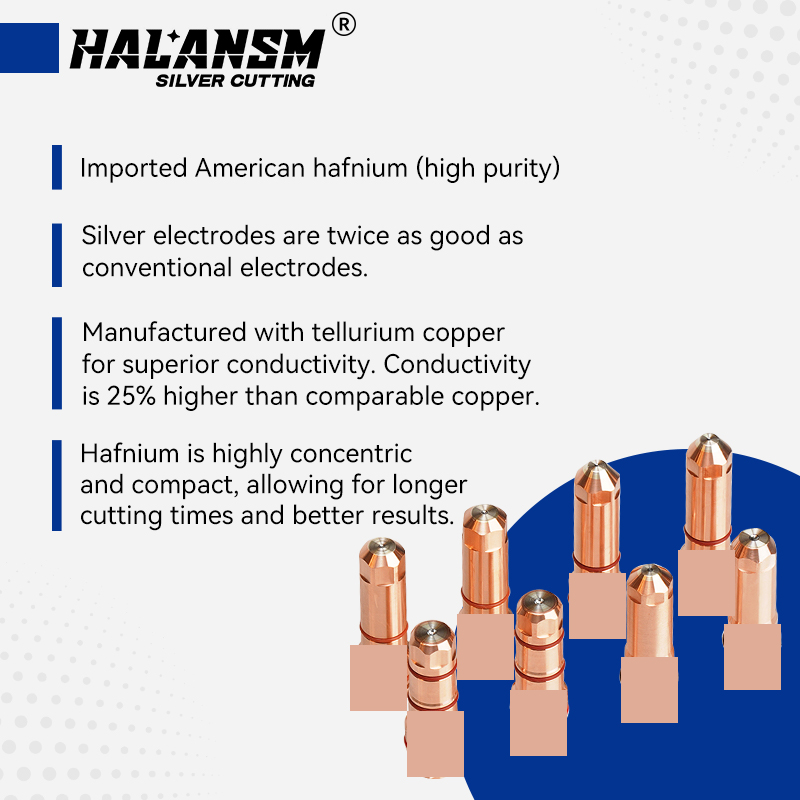Comparison of HALANSM 220181 silver electrode hafnium insert and original Hypertherm 220181 tip