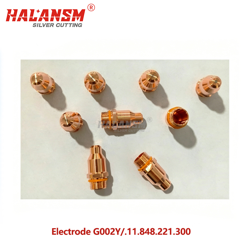 HALANSM&reg; G002Y electrode installed in Kjellberg HiFocus130i PerCut450M torch cutting mild steel plate