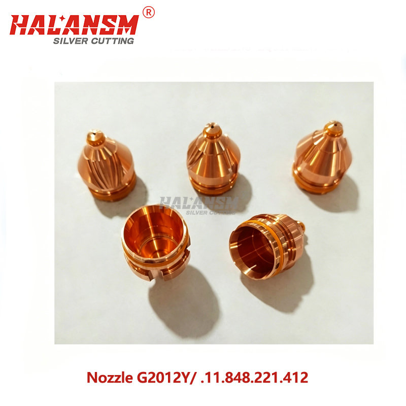HALANSM&reg; G2012Y nozzle installed in Kjellberg HiFocus280i PerCut210M cutting 12mm mild steel