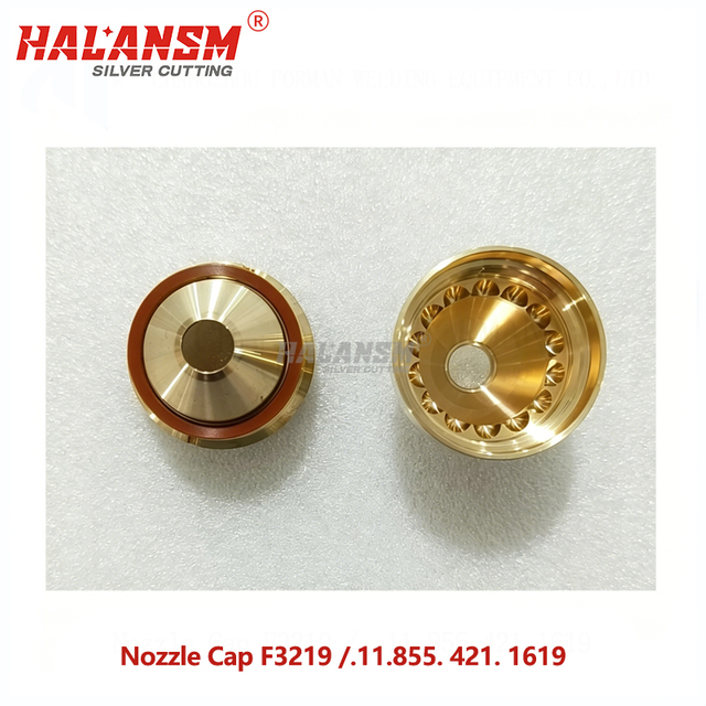 Top view of HALANSM Nozzle Cap F3219 showing internal gear teeth for Kjellberg