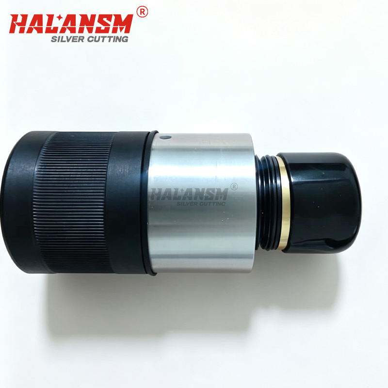 Close-up of HALANSM 220706 torch body top cap and collet screw, precision-machined for secure nozzle retention on Hypertherm HPRXD series