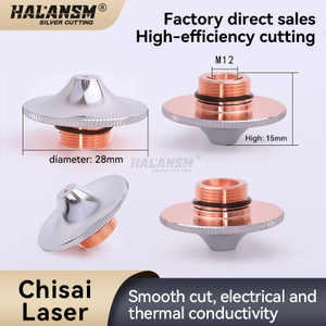 HALANSM&reg; HLN-D28H15-M12 D28 H15 M12 chrome plated copper laser nozzle front view