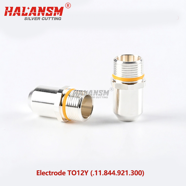 HALANSM&reg; Kjellberg T012Y electrode silver emitter male thread yellow O-ring hex seat detail