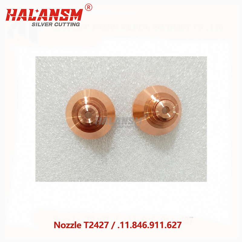 Precision-machined copper nozzle T2427 / 11.846.911.627 for Kjellberg HiFocus 360i plasma torches