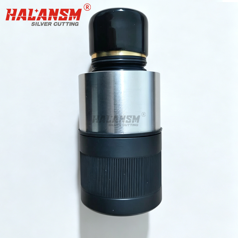HALANSM 220706 quick disconnect torch body side view, black anodized finish, compatible replacement for Hypertherm HPR130XD HPR260XD HPR400XD plasma cutting system