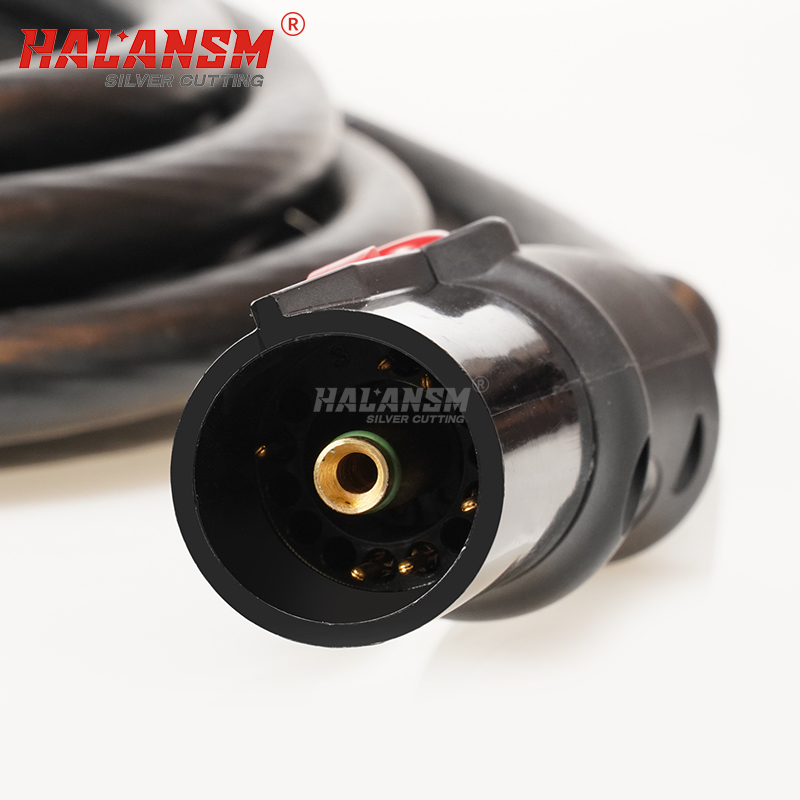 Heavy-duty rubber cable coiled view, HALANSM Powermax torch lead 15ft 25ft 50ft 75ft options
