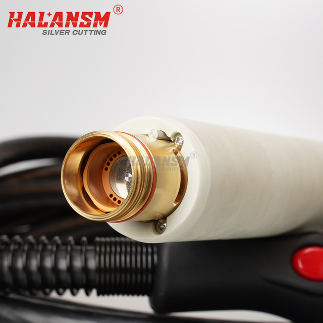 Close-up of HALANSM Powermax 125 ATC Torch Front Brass Tip and Ceramic Insulator