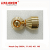 Top view of HALANSM S3004 Nozzle Cap showing precision-machined orifice for Kjellberg