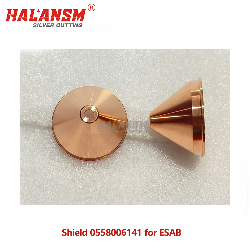Side profile of HALANSM shield cup 0558006141 for PT-36 torch