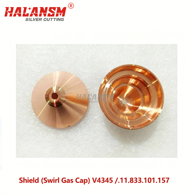 HALANSM&reg; Kjellberg V4345 swirl gas cap top view 4.5mm bore copper