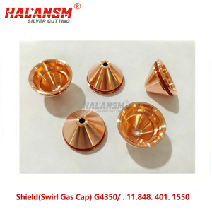 HALANSM&reg; HLN-G4350 shield / swirl gas cap for Kjellberg PerCut450M torch, high-conductivity copper alloy, 280-360A, &Oslash; 5.0mm bore