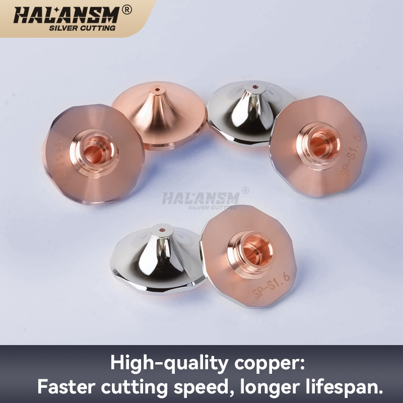 HALANSM&reg; SP-S D28 H15 M11 laser nozzle hex knurling and internal step detail