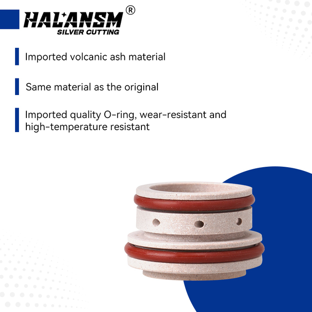 Close-up detail of HALANSM 220353 Swirl Ring showing premium volcanic ash ceramic construction and precision-machined wear-resistant O-rings.