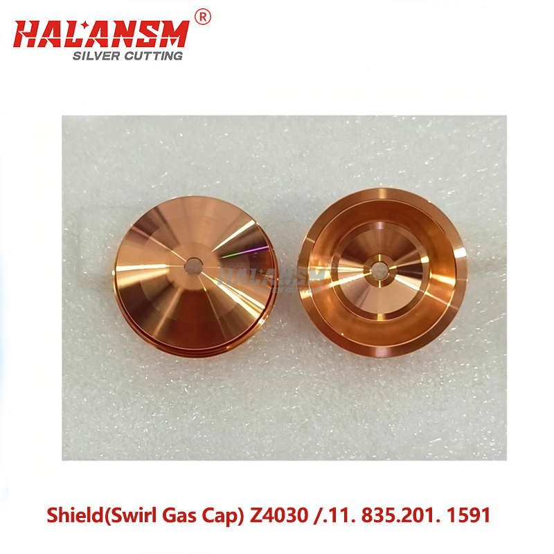 HALANSM Kjellberg Z4030 shield side view showing radial lathed copper and grooves