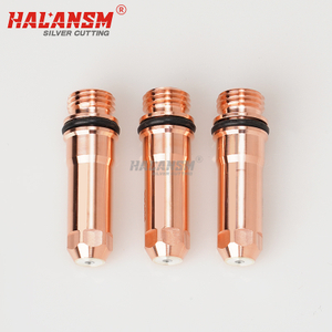HALANSM 220192 silver electrode front view, compatible replacement for Hypertherm HPR130 HPR260 HPR130XD HPR260XD 30A plasma torch