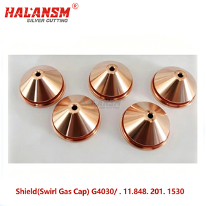 HALANSM&reg; HLN-G4030 shield G4030 swirl gas cap .11.848.201.1530 for Kjellberg&reg; HiFocus 90-200A O2 plasma torch, copper, 90-200A