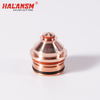 HALANSM 220554 copper nozzle angled view with o-ring, precision-machined plasma cutting consumable for Hypertherm HPR130XD HPR260XD HPR400XD 50A