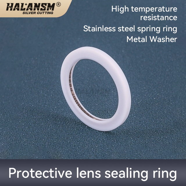 HALANSM&reg; sealing ring detail, PTFE white jacket with stainless steel spring ring inside