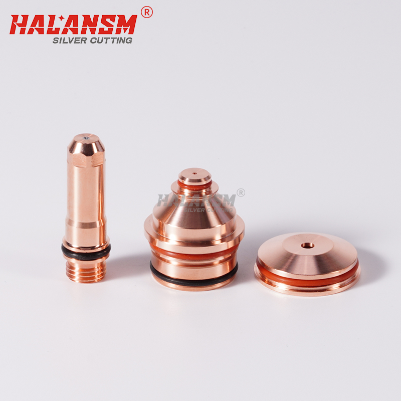 HALANSM Replacement parts for Hypertherm HPR 80A 130A plasma cutting torch, including electrode, swirl ring and nozzle