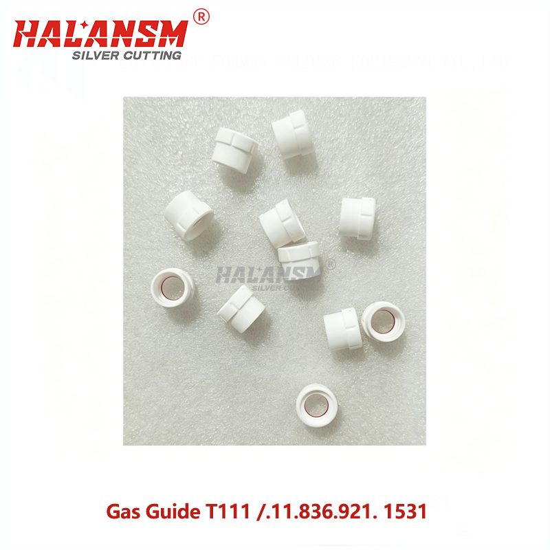 HALANSM T111 gas guide installed between cathode and nozzle on Kjellberg PA-S45W torch stack