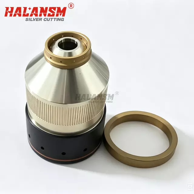 Side angle view of HALANSM 220756 retaining cap showing knurled grip and thread pattern for HPRXD series