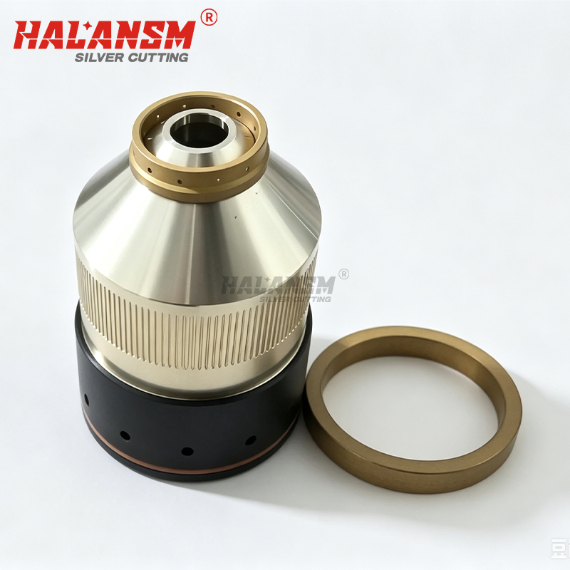 Side angle view of HALANSM 220756 retaining cap showing knurled grip and thread pattern for HPRXD series