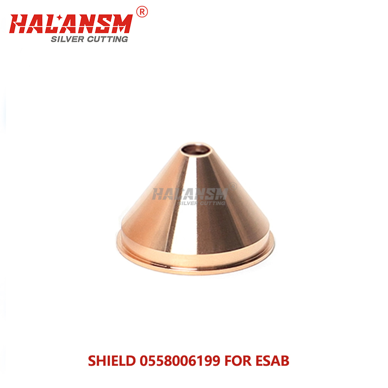 HALANSM 0558006199 Plasma Shield Cup showing inner thread design for ESAB PT36